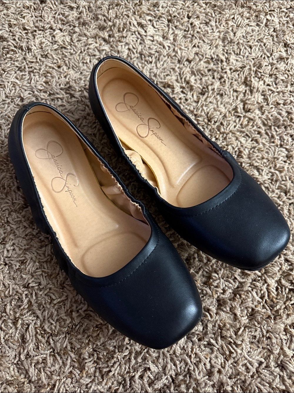 Jessica Simpson Black Square-Toe Ballet Flats